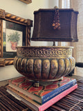 Vintage Made in Italy Hammered Brass plated Planter Bowl with Claw Feet