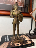 Vintage metal Knight Figurine with Shield, Spear | Medieval Armor Statue, Library Decor