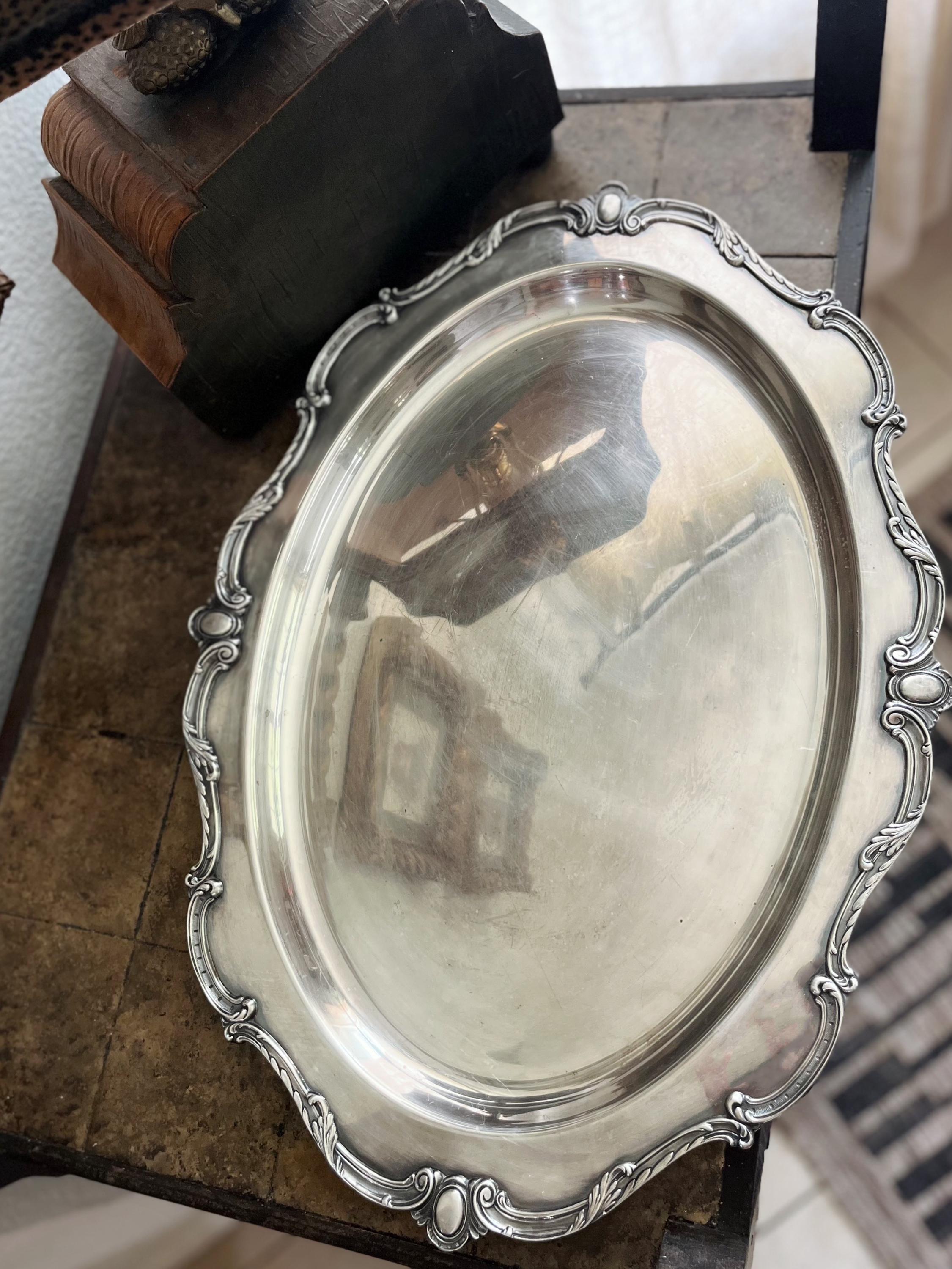 Vintage Silverplate Serving Trays – Pair, Wilcox Rochelle, Gorham EP, Hollywood Regency