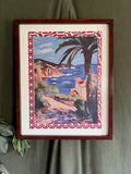 Vintage Coastal Landscape Painting | Newly Framed | Original Decorative Mat | palm beach decor