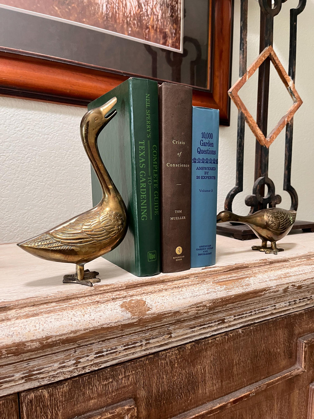 Brass swan bookends