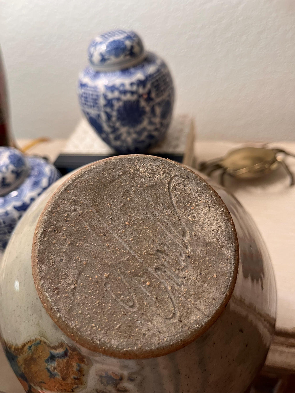 Signed Hand-Thrown Stoneware Vase | Earth Tone Drip Glaze Ceramic Home Decor