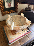 Vintage Alabaster Bird Bath Centerpiece | Removable Alabaster Birds | Italian Style Decor